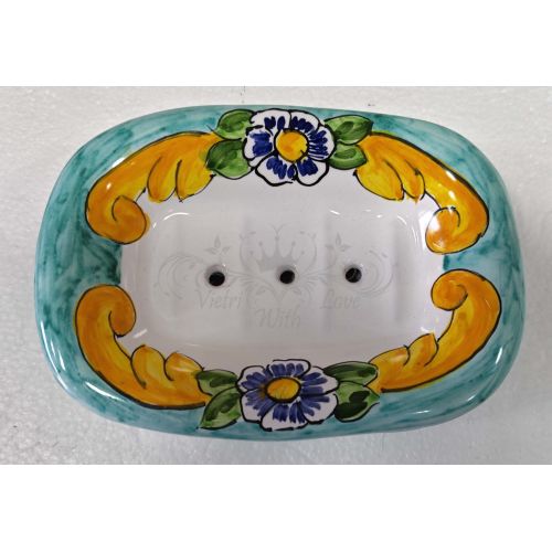 Countertop Soap Dish. Baroque Collection. Hand-Painted Vietri Ceramics.