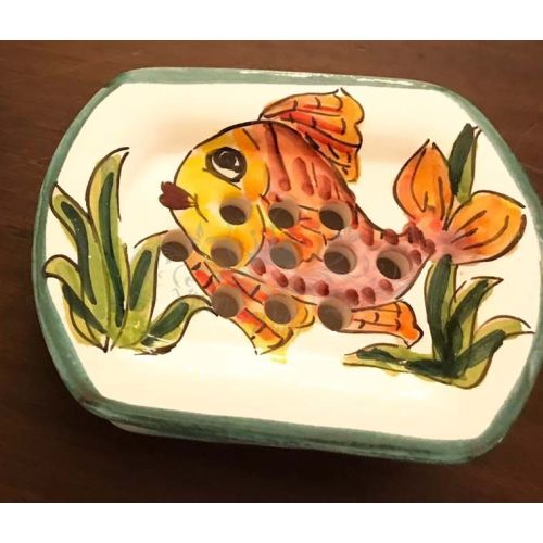 Seifenschale. Fisch-Kollektion. Handbemalte Keramik aus Vietri.