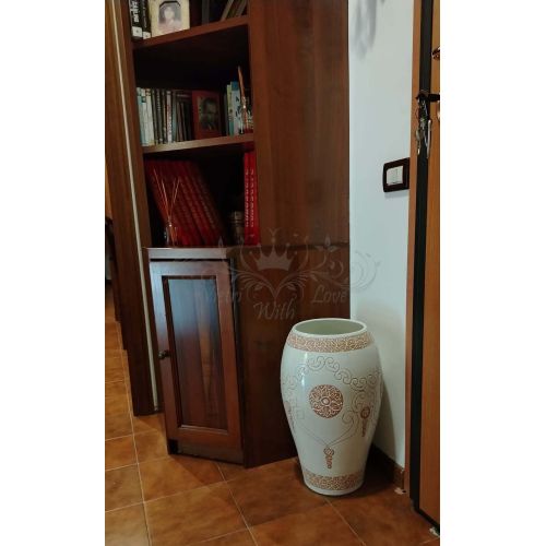 Umbrella stand. Inlay technique. Vietri ceramics. Hand-painted.