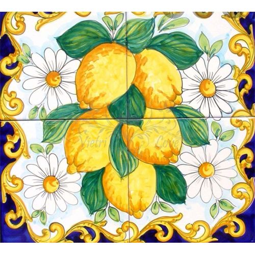 Panel de Pared. Barroco y Limones. Cerámica de Vietri Pintada a Mano.