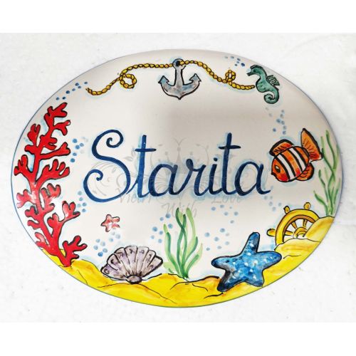 Customizable oval plaque. Vietri ceramic. Hand-painted.