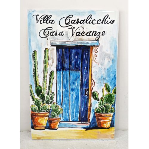 Customizable rectangular plaque. Tile. Vietri ceramic. Hand-painted.