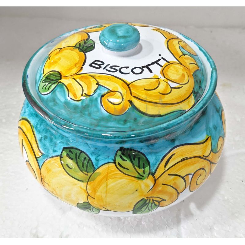 Biscottiera. Linea Barocco e Limoni. Ceramica...