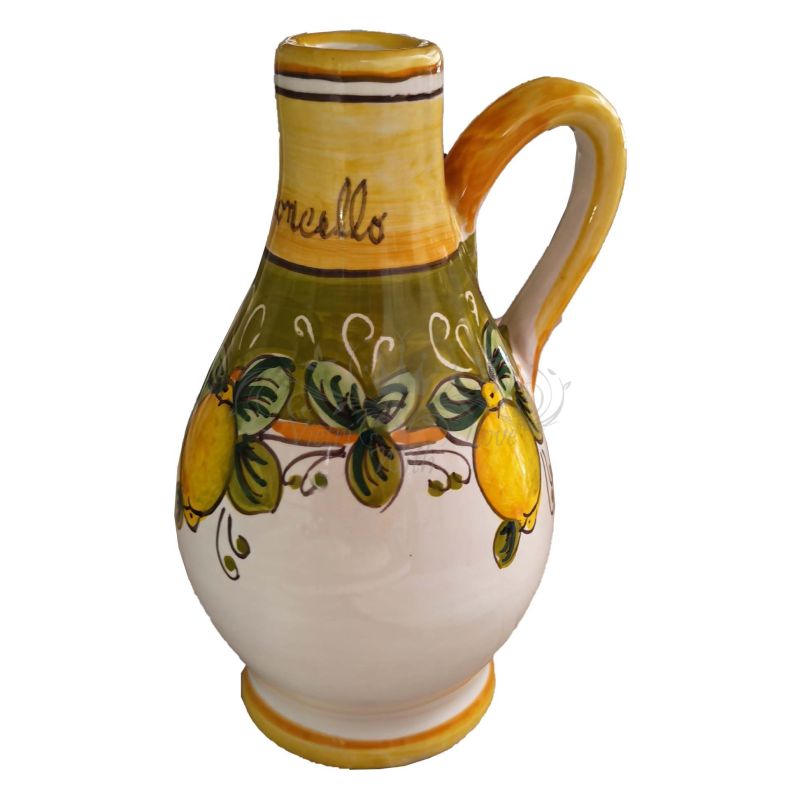 Oil & vinegar cruet bottle with handle. Lemon...