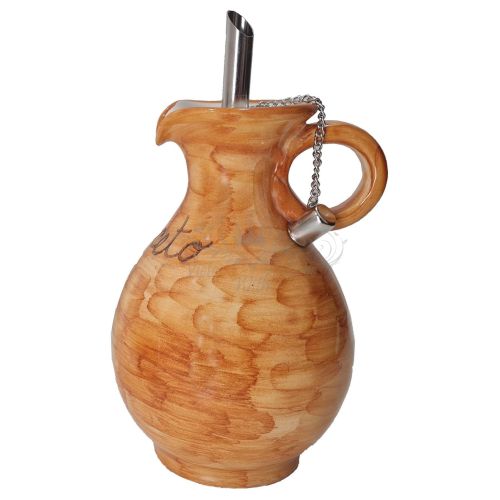 Öl- und Essigflasche mit Griff. Pinselstrich-Kollektion. Handbemalte Vietri-Keramik.