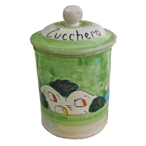 Customizable Jar. Houses Line. Vietri Ceramic. Hand-Painted.