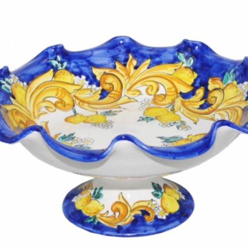 Gewellte Tafelaufsatzschale / Etagere – Barock-Kollektion. Handbemalte Vietri-Keramik