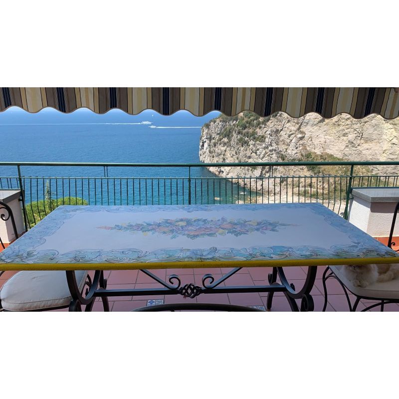 Table. Ceramic-coated lava stone table....