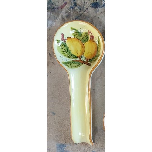 Cucharón de descanso ROMA decoración limón. Cerámica Vietri pintada a mano
