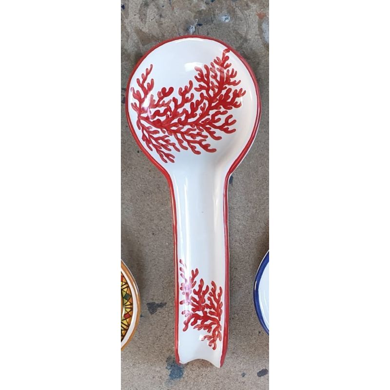 Spoon rest ROMA Coral line. handpainted Vietri...