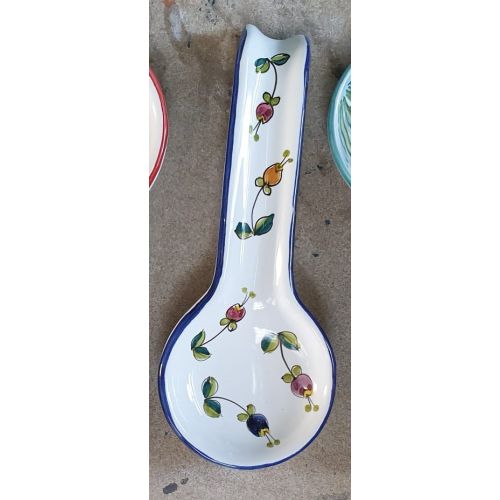 Spoon rest ROMA bells flowers line. handpainted Vietri...