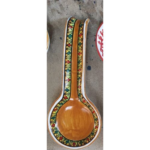 Spoon rest ROMA geometric line orange. handpainted Vietri...