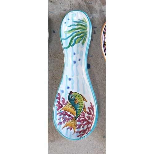 Poggia mestolo linea mischia.  Ceramica di Vietri dipinta mano