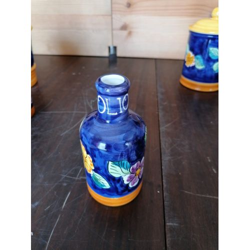 Oil bottle customizable, Blu flower line. handpainted... 2