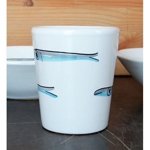 Verre. Ligne Sardines. Céramique de Vietri. Peint à la Main.