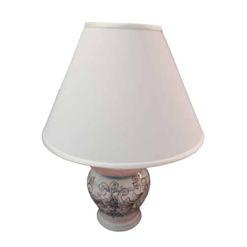 Lamp white Background flower line pink. handpainted... 2