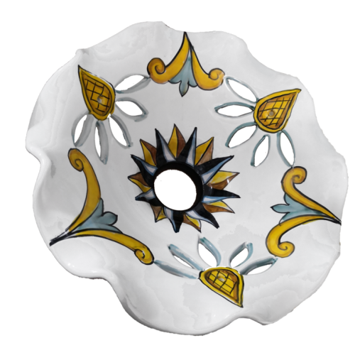 wavy edge chandelier white Background. handpainted Vietri...