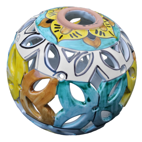 Chandelier spherical. handpainted Vietri ceramic.