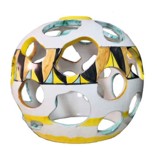 Chandelier spherical. handpainted Vietri ceramic.