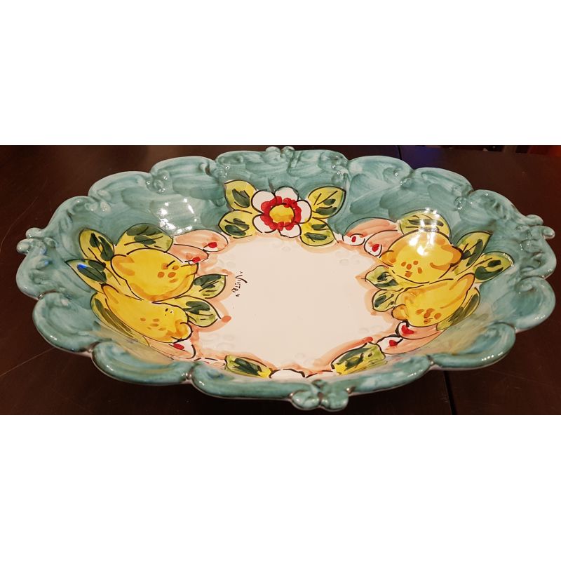 Oval wave border centerpiece copper green....