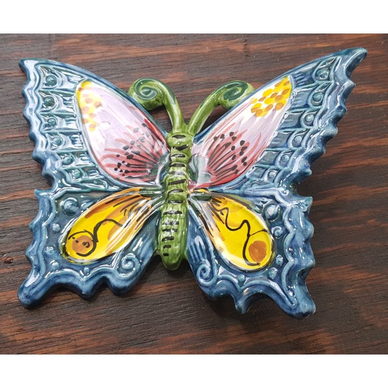 Butterfly Blue Background handpainted Vietri...