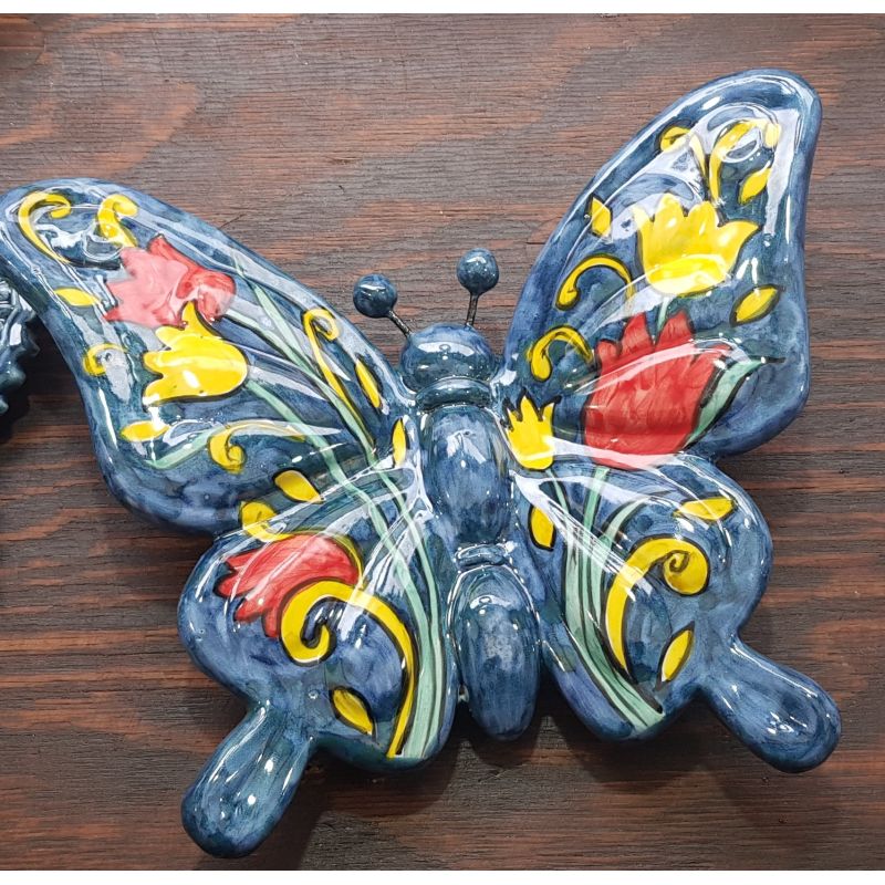 Butterfly Blue Background flowers line...