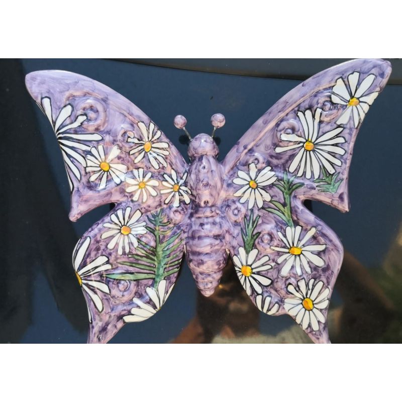 Butterfly light violet daisy line handpainted...