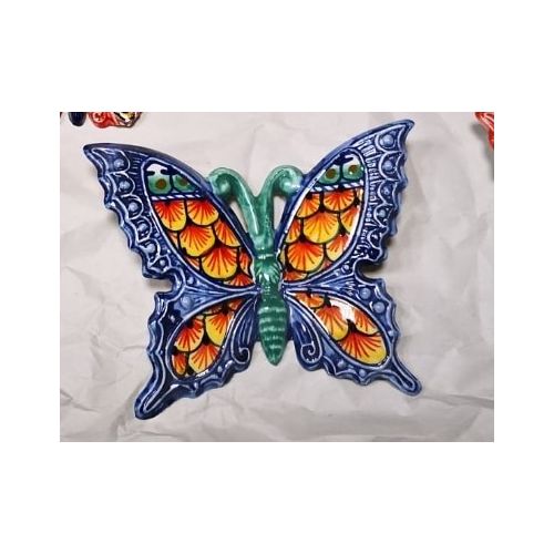 Butterfly Blue Background handpainted Vietri ceramic