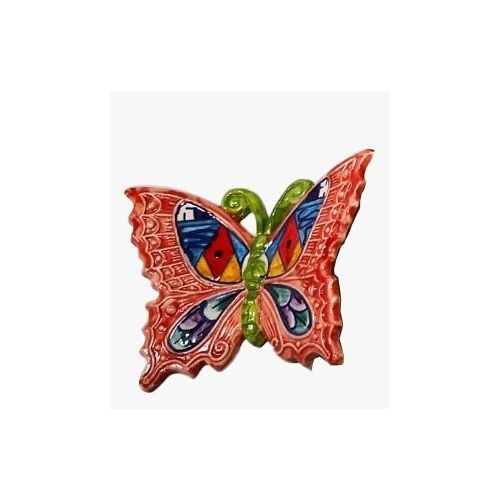 Colorful butterfly red handpainted Vietri ceramic