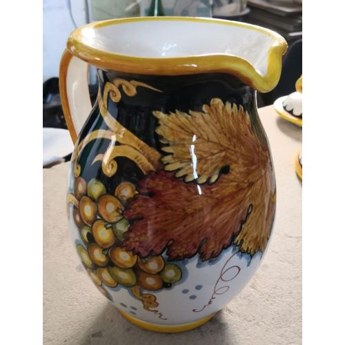 Bulbous Pitcher. Fruit Line. Vietri ceramics. Hand-painted.