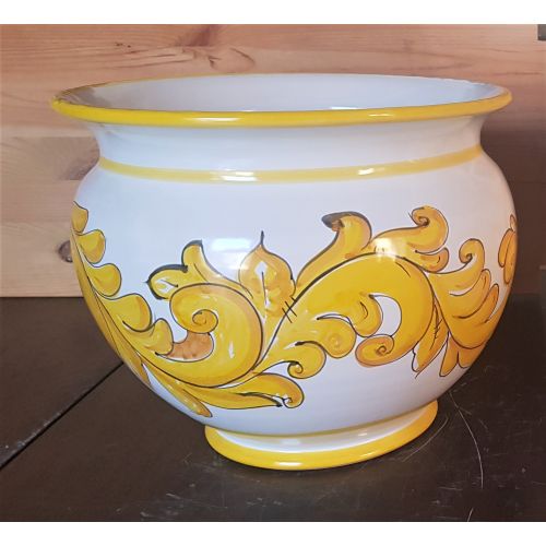 Plant holder baroque line white  Background. handpainted...