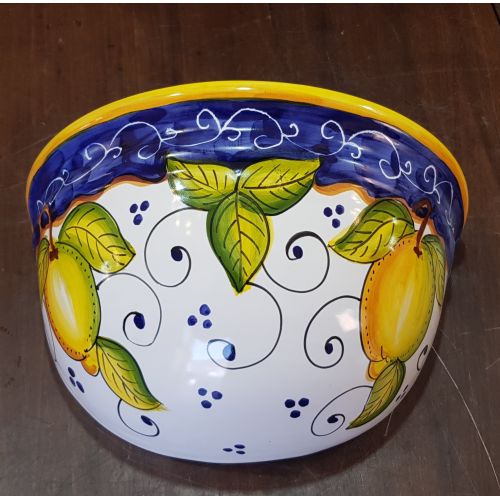 Wall planter. Plant holder. Lemon line. Vietri ceramic. Hand-painted.