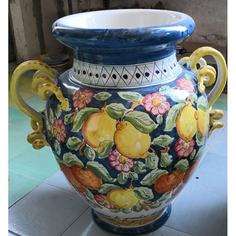 Jar with snake handles blue Lemons Line....