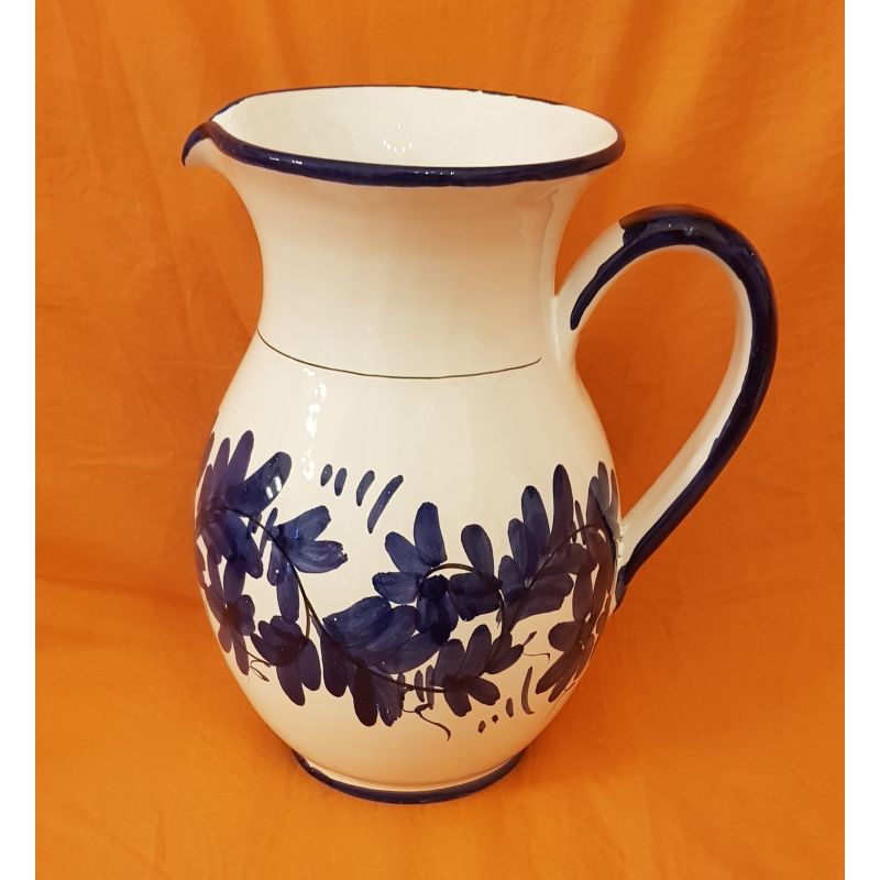 Bulbous Pitcher. Flowers Line. Vietri ceramics....