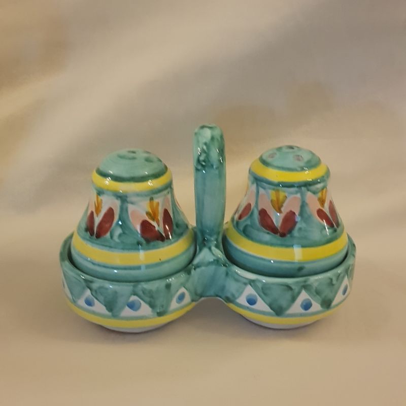 Salt and Pepper set Green. handpainted Vietri...