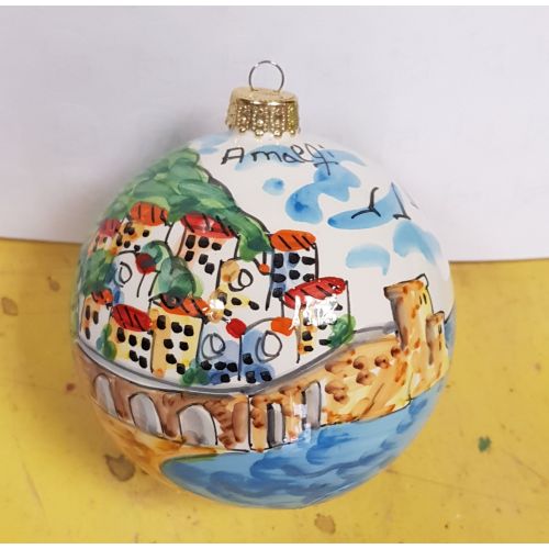 Boule de Noël. Décoration de Noël. Amalfi. Céramique de Vietri. Peinte à la main.