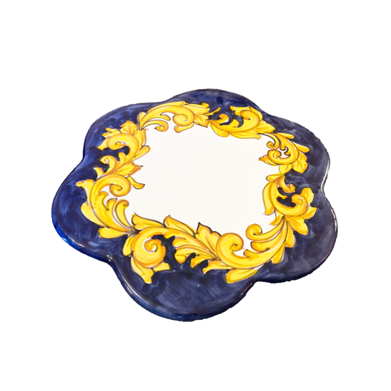 Soporte para maceta Decoro Barocco borde azul