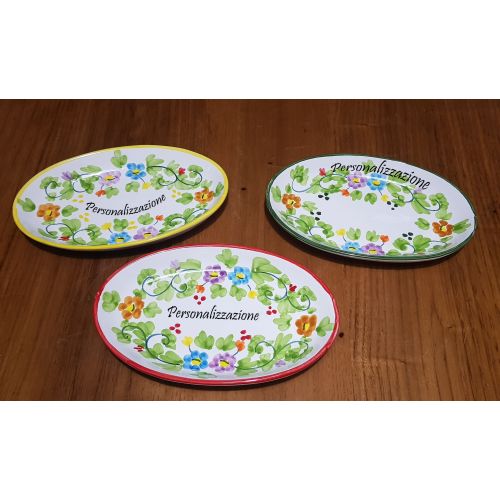 Línea Restaurantes - Plato Ovalado tipo Cuenco. Línea Flores. Cerámica de Vietri. Pintada a Mano.