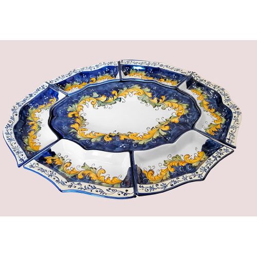 Appetizer set. Cold Dinner. 7 pieces. Baroque line. Hand-painted Vietri ceramics.