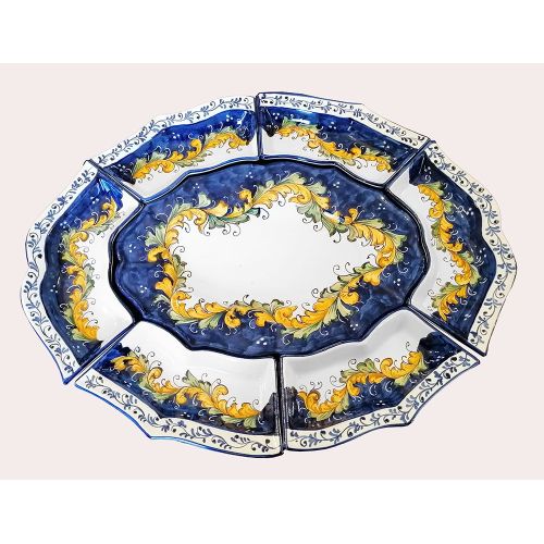 Appetizer set. Cold Dinner. 7 pieces. Baroque line. Hand-painted Vietri ceramics.