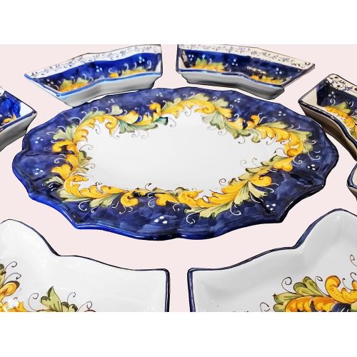 Appetizer set. Cold Dinner. 7 pieces. Baroque line. Hand-painted Vietri ceramics.