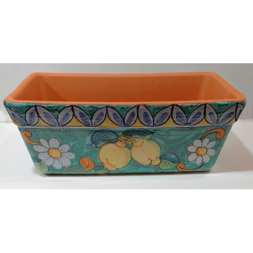 Rectangular Planter. Green Ramina Base with Lemons and... 2