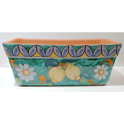 Rectangular Planter. Green Ramina Base with Lemons and...