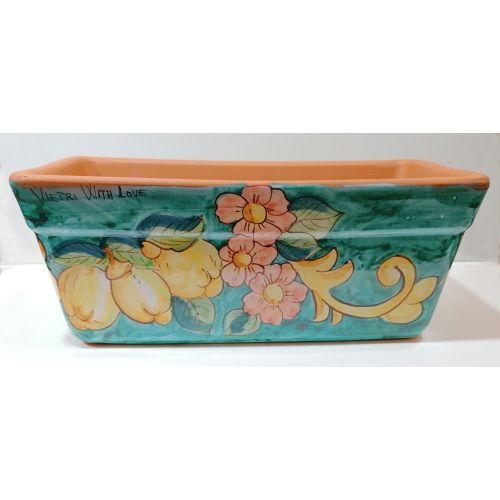 Rectangular Planter. Green Ramina Base with Lemons and...