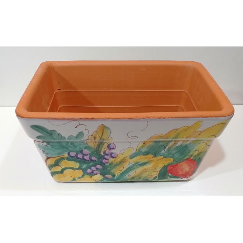 Rectangular Planter. White Base with Fruit....