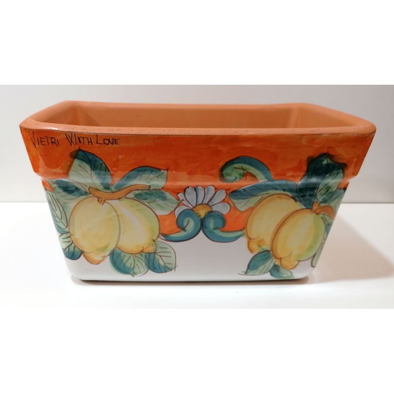 Rectangular Planter. Orange Base with Lemons....