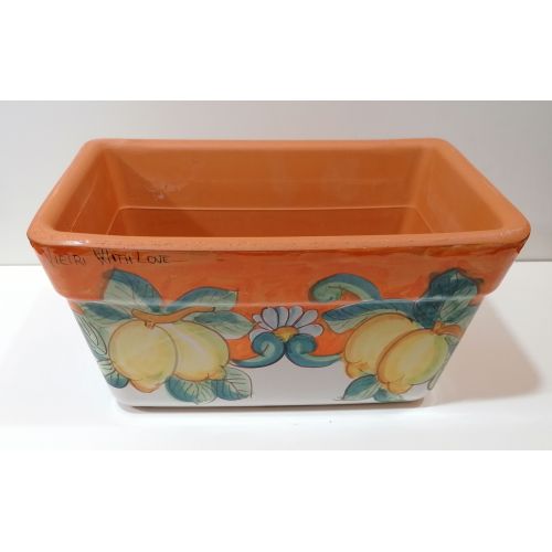 Rectangular Planter. Orange Base with Lemons. Vietri...