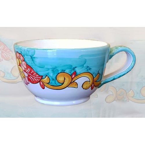 Cup pod holder. Baroque and Flowers. Handpainted Vietri...