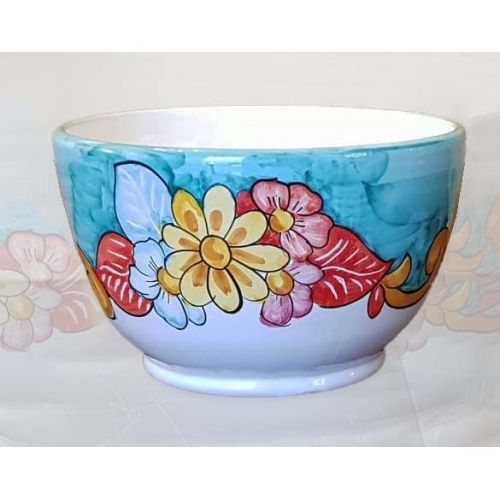 Tazzone Portacialde. Barocco e Fiori. Ceramica di Vietri dipinta a mano.