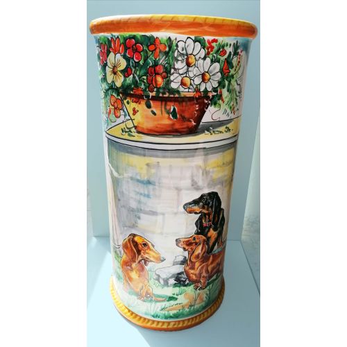 Umbrella Stand. Custom Design. Hand-Painted Vietri Ceramics.